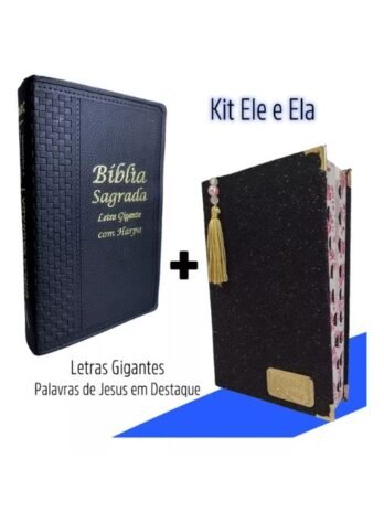 Kit 2 Bíblias Casal Preta Luxo